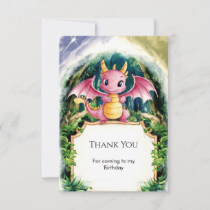 Pastel Majestic Dragon Birthday Thank You Card