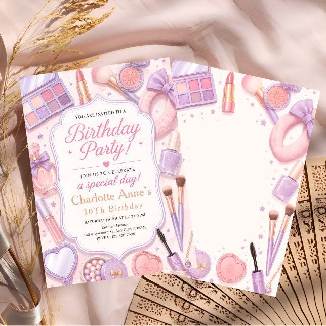 Pastel Makeup Birthday Party Invitation (Creator Uploaded)