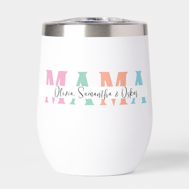 Pastel MAMA Personalised Water Bottle – Custom (Front)