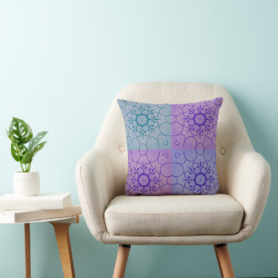 Pastel Mandala-Inspired Geometric Seamless Pattern Cushion