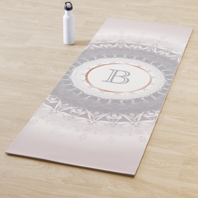 Pastel Mandala Rose Gold Monogram Yoga Mat (In Situ)
