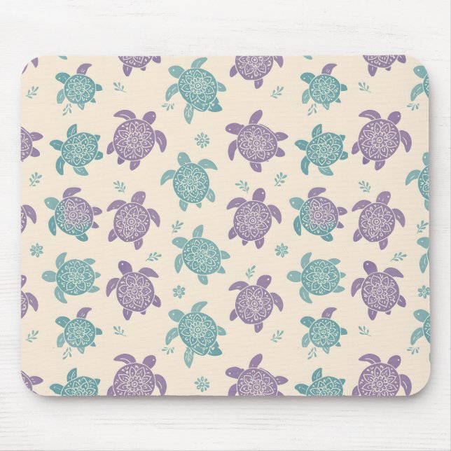 Pastel Mandala Turtle Pattern Mouse Mat (Front)