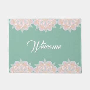 Pastel Mandalas Green Door Mat