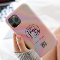 Pastel marble business corporate logo qr code