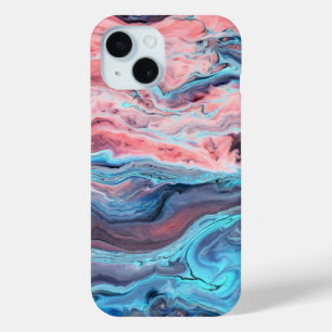 Pastel Marble Fluid Art Phone Case   Pink and Blue