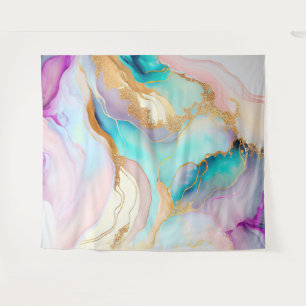 Pastel marble ink abstract glitter art tapestry