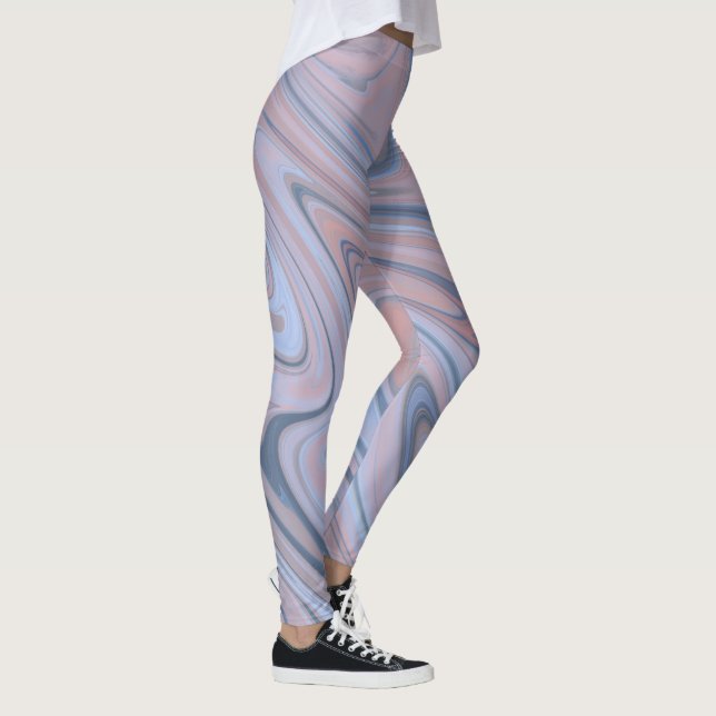 Pastel Marble Liquid Pink Blue Pattern Leggings (Right)