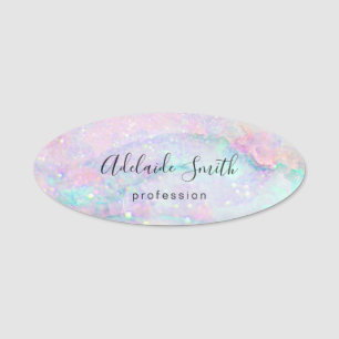 pastel marble name tag