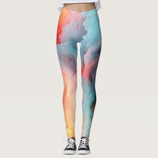 Pastel Marble Pattern Leggings (Front)