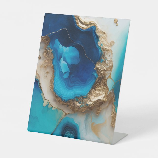 Pastel marble pedestal sign (Front)