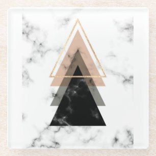 Pastel Marble Print Design Glass Coaster