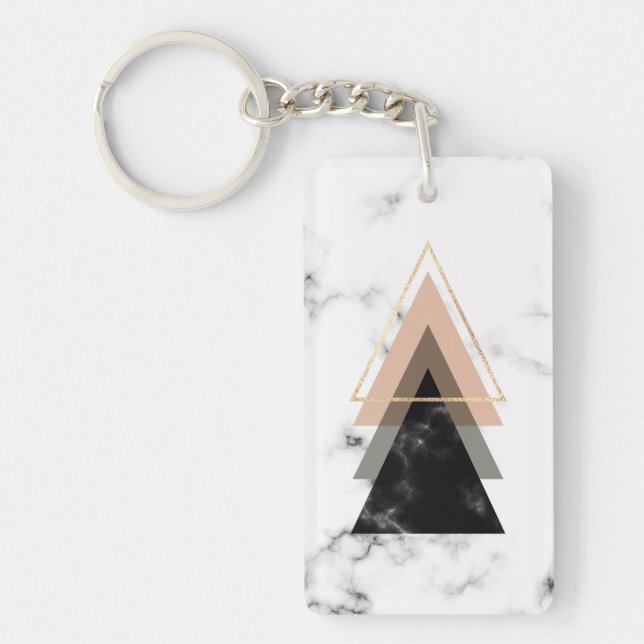 Pastel Marble Print Design Key Ring (Front)
