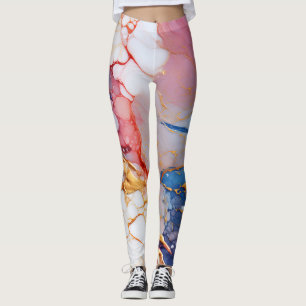 Pastel Marble with Gold Elegance Leggings