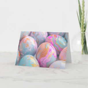 Pastel marbled Easter eggs Holiday Card