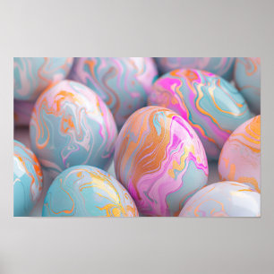 Pastel marbled Easter eggs Poster