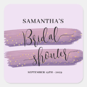 Pastel Mauve Celestial Bridal Shower  Square Sticker