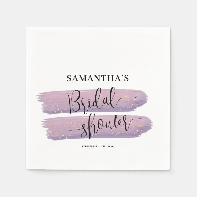 Pastel Mauve Celestial Bridal Shower Welcome Napkin (Front)