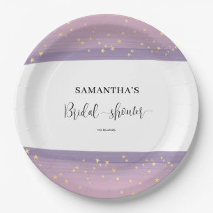Pastel Mauve Celestial Bridal Shower Welcome Paper Plate
