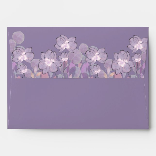 Pastel mauve purple blush floral watercolor  envelope (Back (Top Flap))