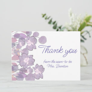 Pastel mauve purple blush floral watercolor  thank you card