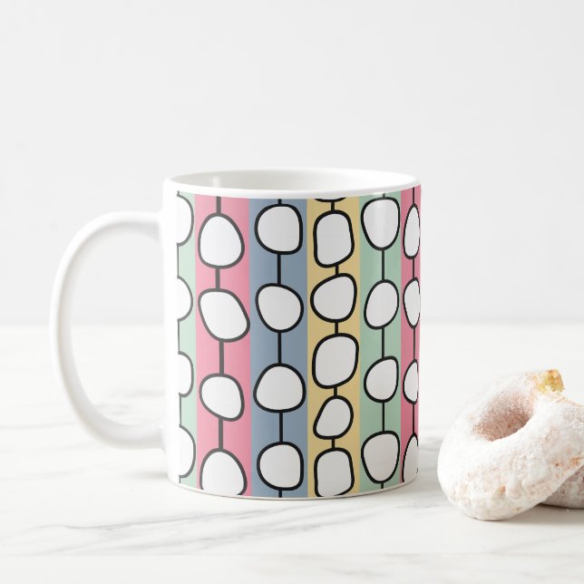 Pastel MCM Colourful Lines  Coffee Mug (With Donut)