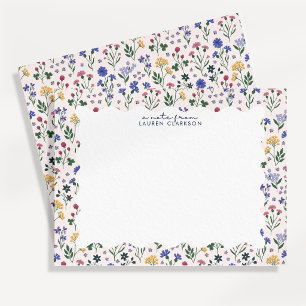 Pastel Meadow Floral Wavy Frame Note Card