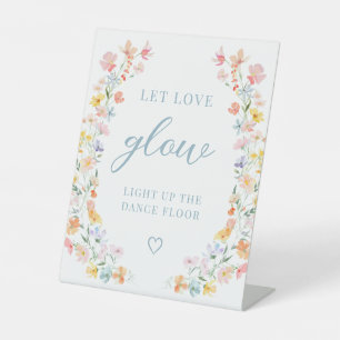 Pastel Meadow Floral Wedding Let Love Glow Sign