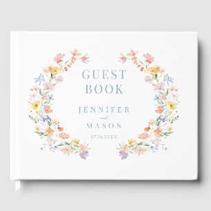 Pastel Meadow Wildflower Gift Wedding Guest Book