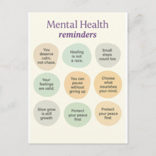 Pastel Mental Health Reminder Holiday Postcard