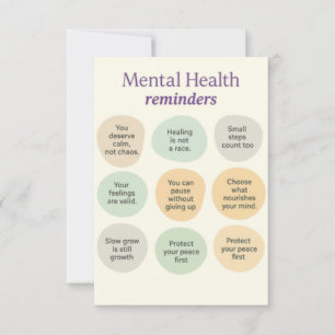 Pastel Mental Health Reminder  Thank You Card
