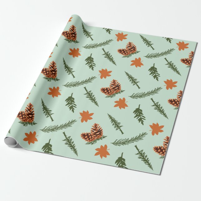 Pastel Menthol Seamless Wrapping Paper for Fall (Unrolled)