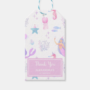 Pastel Mermaid 1st Birthday Thank You Gift Tags