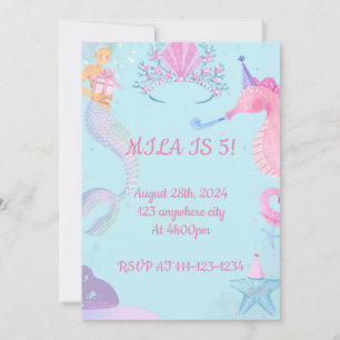 pastel mermaid birthday invitation