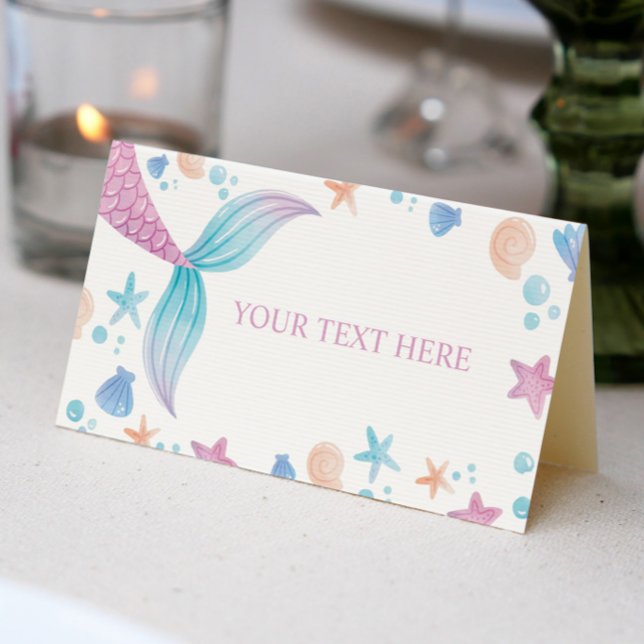 Pastel Mermaid Girl Birthday Place Card (Creator Uploaded)