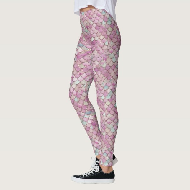 Pastel Mermaid pattern soft colour Rainbow Legging (Left)