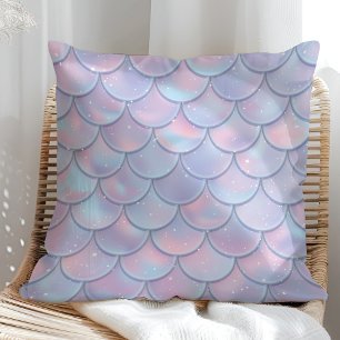 Pastel Mermaid Scales Throw Pillow