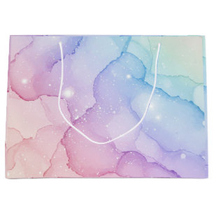 Pastel Mermaid Stardust Watercolor Abstract Large Gift Bag