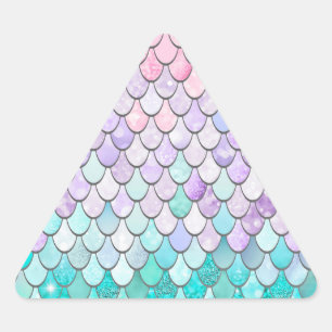 Pastel Mermaid Stickers, Party Favors Triangle Sticker
