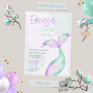 Pastel Mermaid Tail Birthday Invitation