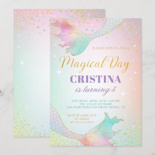 Pastel Mermaid Under The Sea Birthday Invitation
