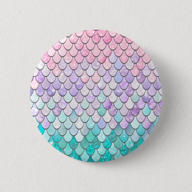 Pastel Merrmaid Scales Pattern 6 Cm Round Badge (Front)