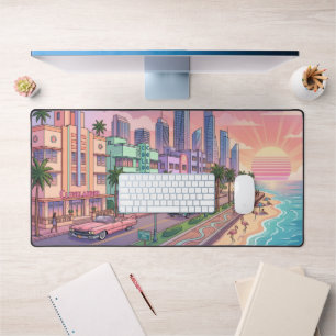 Pastel Miami Art Deco Sunrise Desk Mat