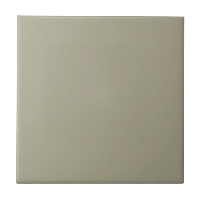 Pastel Mid Grey Khaki Green Solid Colour Tile (Front)