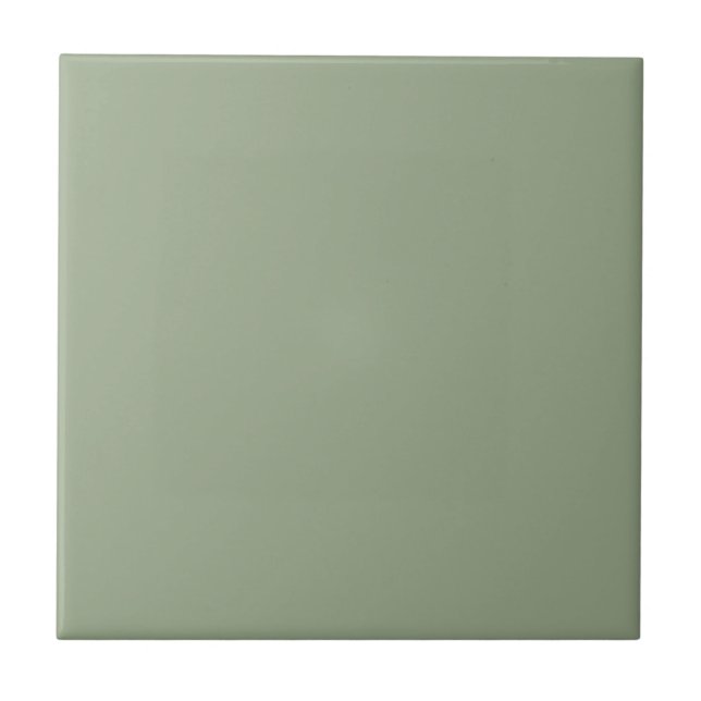 Pastel Mid Grey Olive Green Solid Colour Tile (Front)