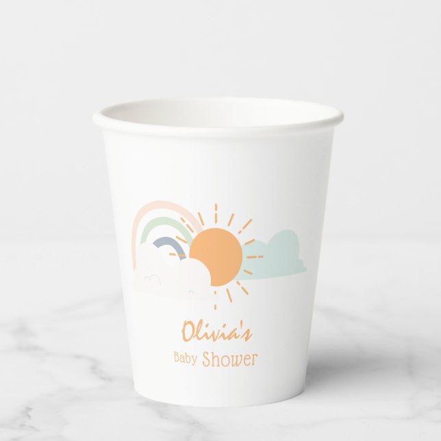 Pastel Minimal Baby Shower Paper Cups (Front)
