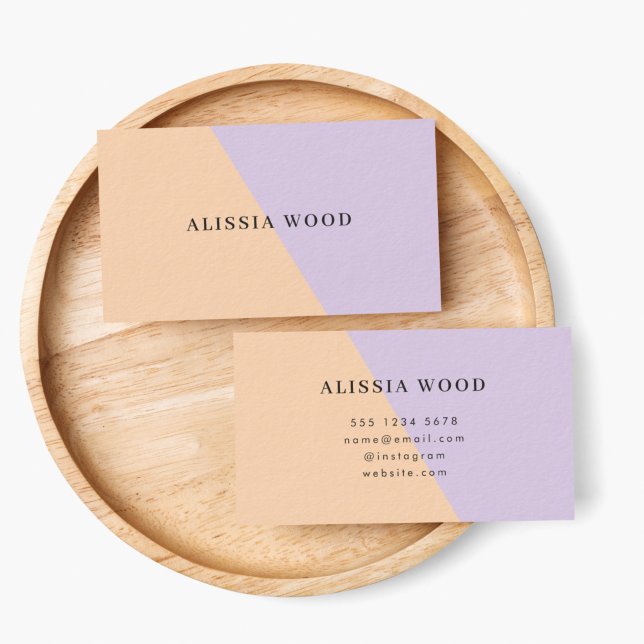 Pastel Minimal Simple Dual Tone Peach & Lilac Business Card (Creator Uploaded)