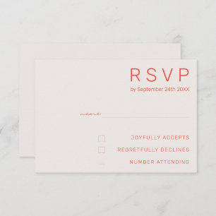  Pastel Minimal White and Red ﻿Modern Wedding  RSV Invitation