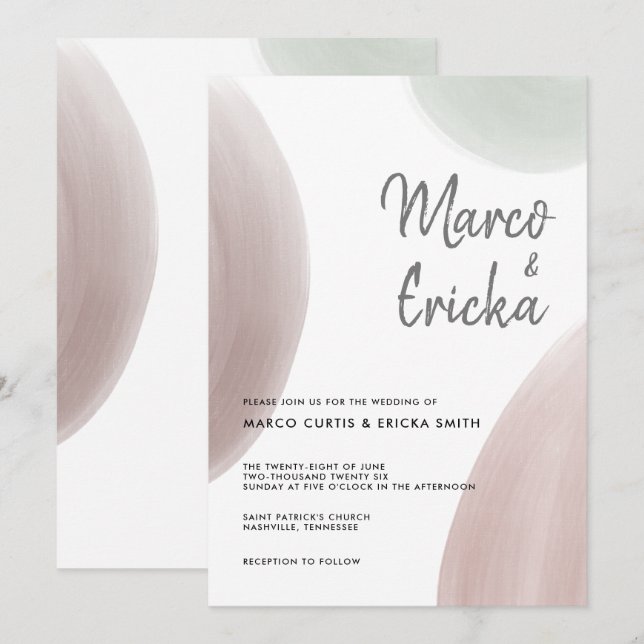 Pastel Minimalist Calligraphy Wedding Announcement (Front/Back)