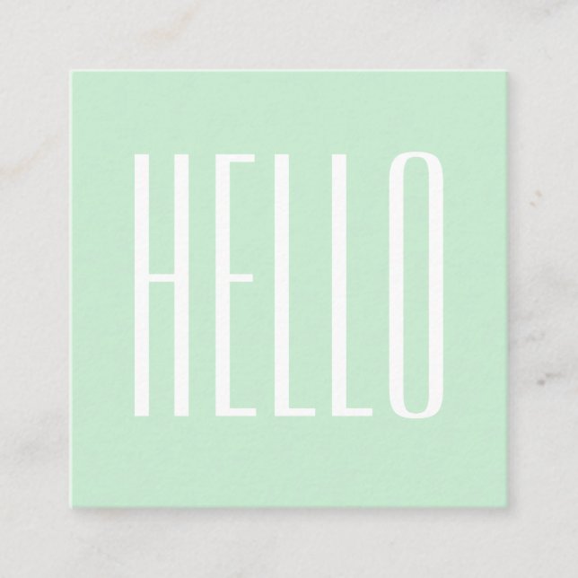 Pastel minimalist modern bold hello business card (Front)