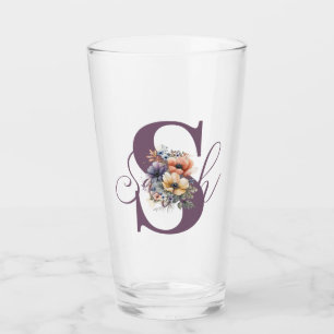 Pastel minimalist stripes with watercolors flowers glass